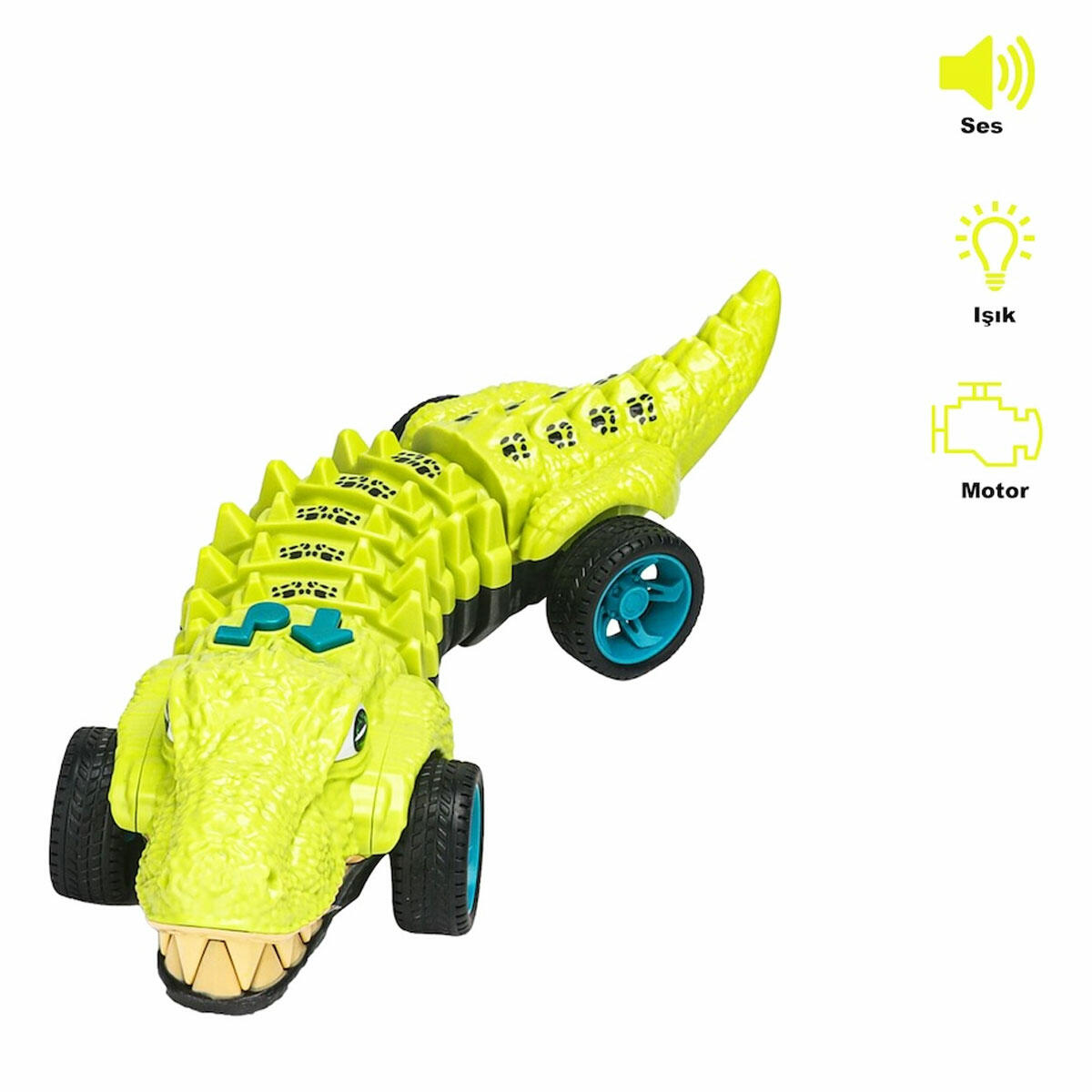 Işıklı Müzikli Hareketli Dinozor Temalı Yürüyen Araba 31 Cm | Kıvrılarak İlerleyen Dino-Car | Eğitici ve Eğlenceli Dinozor Oyuncak