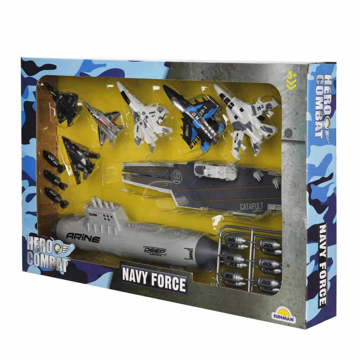 Donanma Oyun Seti (17 Parça) | Uçak Gemisi, Denizaltı, 6 Savaş Jeti ve Füzelerle Tam Donanımlı Askeri Set