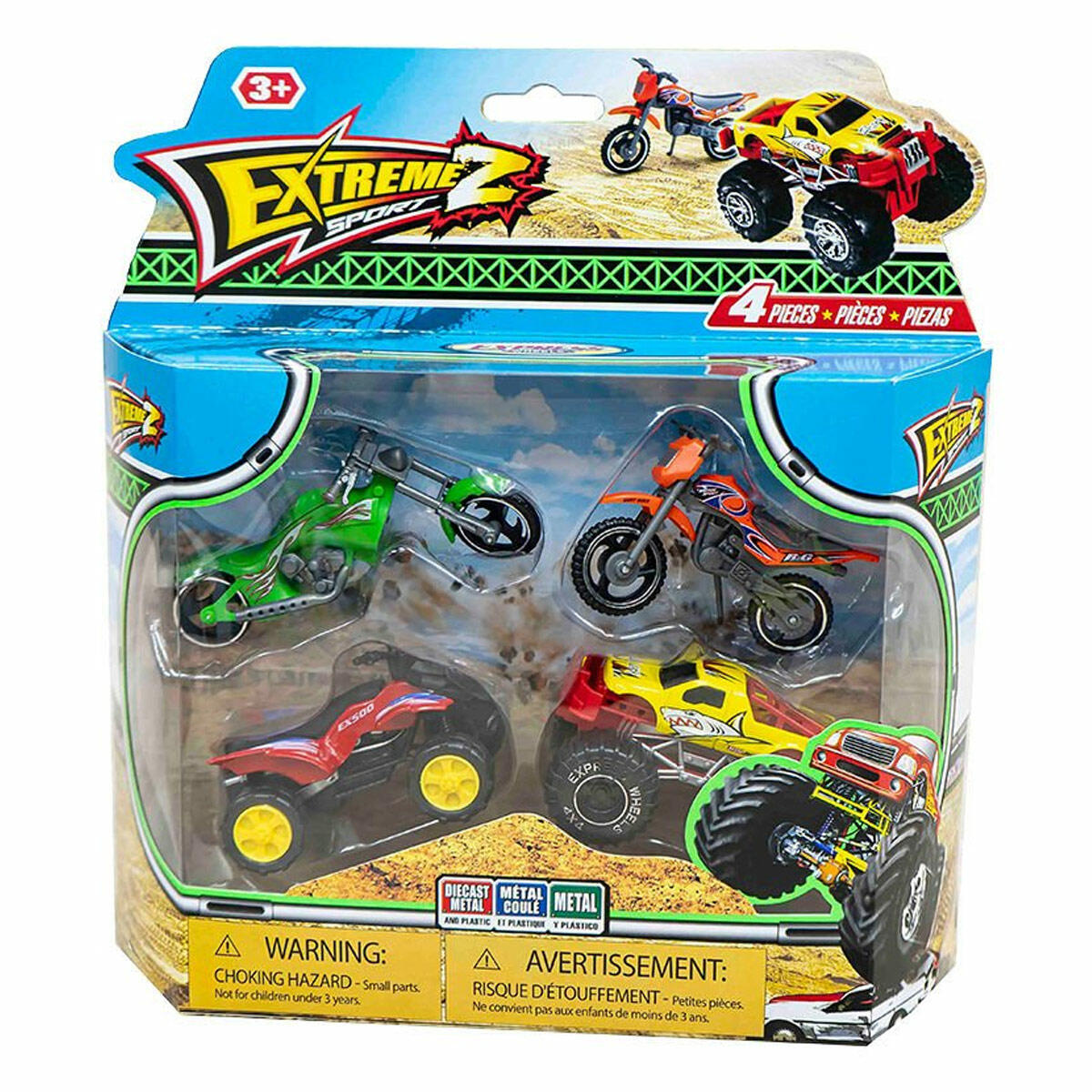 Express Wheels Dörtlü Extreme Sporlar Seti | Animal Truck Ve 2 Adet Motosiklet | Macera Ve Yıkım Odaklı Aksiyon Seti