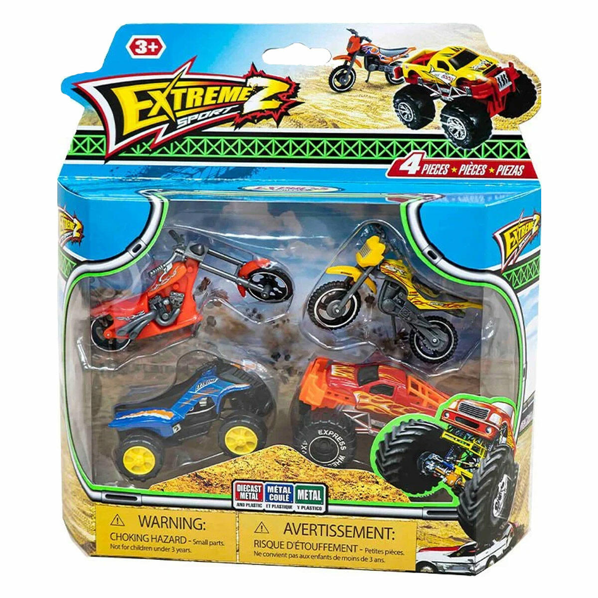 Express Wheels Dörtlü Extreme Sporlar Seti | Animal Truck Ve 2 Adet Motosiklet | Macera Ve Yıkım Odaklı Aksiyon Seti