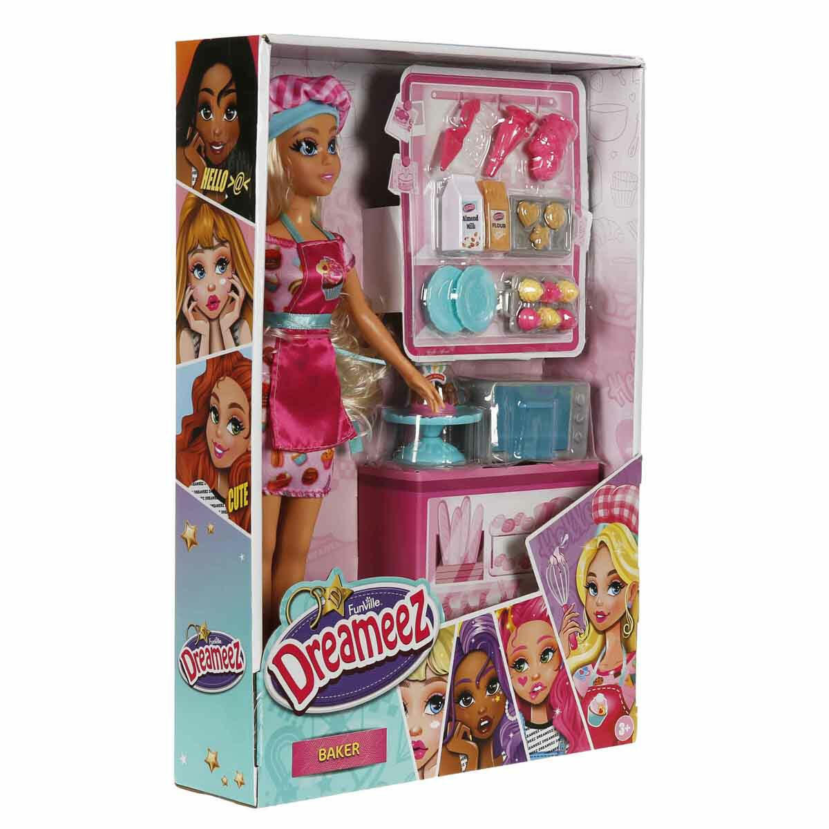 Dreameez Bebekli Fırın Oyun Seti | 31 cm Şef Bebek ve Pasta Atölyesi | Eğitici Mutfak ve Evcilik Oyun Seti