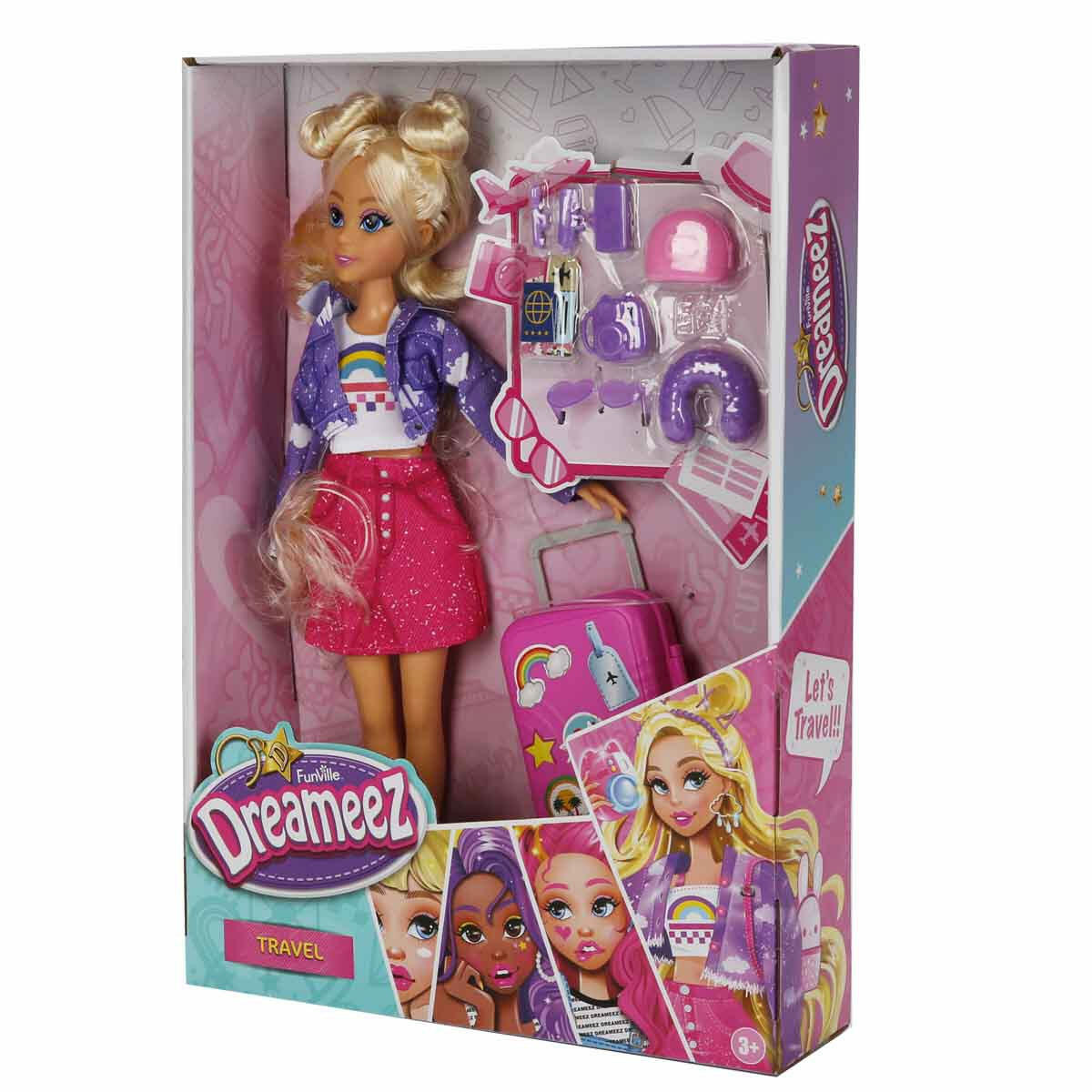 Dreameez Seyahat Oyun Seti | 31 cm Bebek Ve Aksesuarlı Tatil Seti | Ayarlanabilir Bavullu Gezgin Bebek