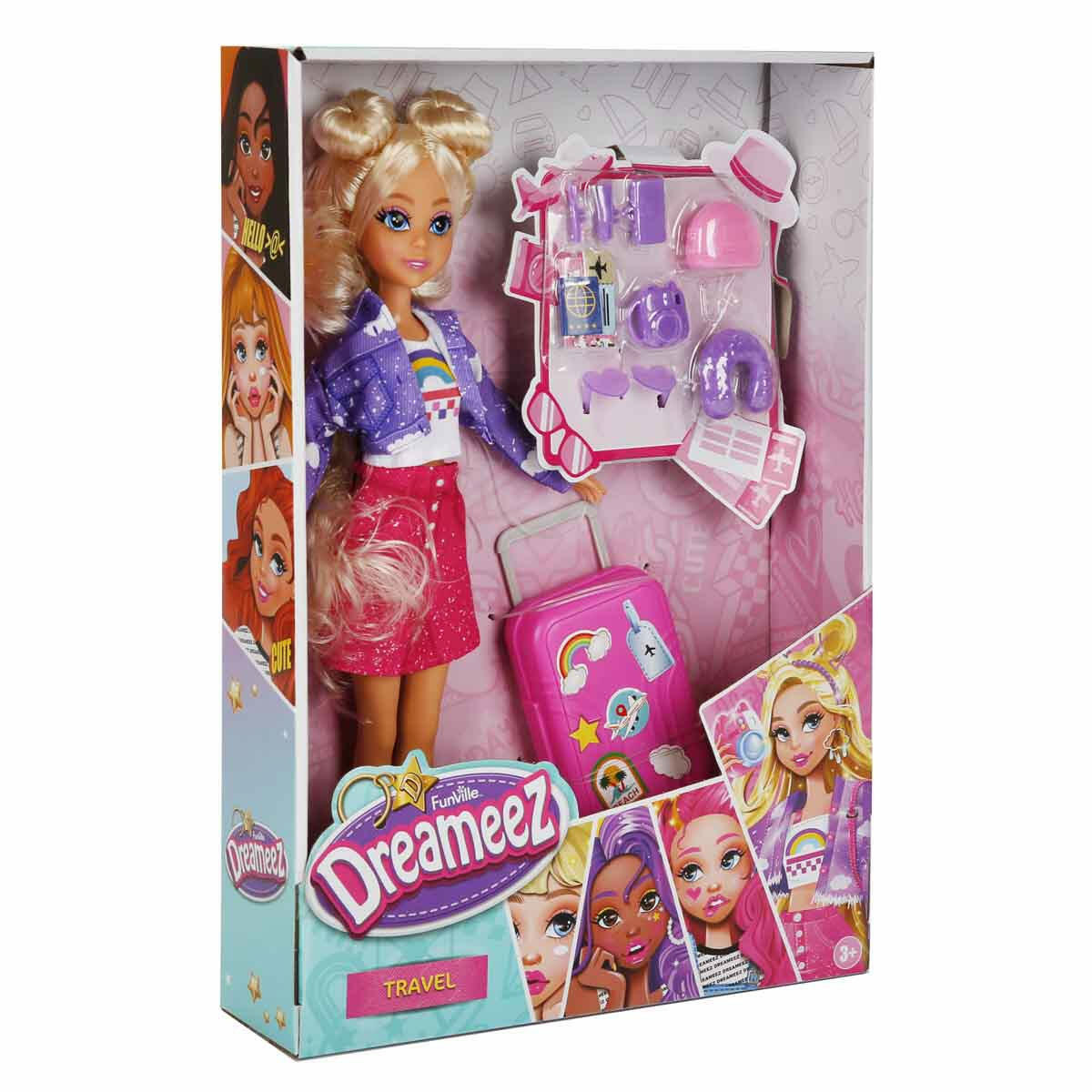 Dreameez Seyahat Oyun Seti | 31 cm Bebek Ve Aksesuarlı Tatil Seti | Ayarlanabilir Bavullu Gezgin Bebek