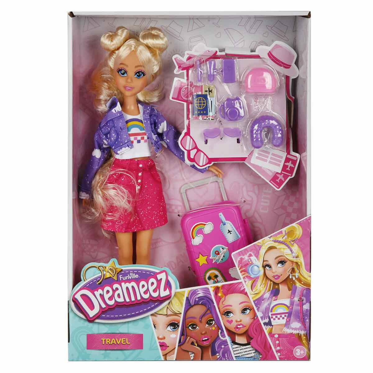 Dreameez Seyahat Oyun Seti | 31 cm Bebek Ve Aksesuarlı Tatil Seti | Ayarlanabilir Bavullu Gezgin Bebek