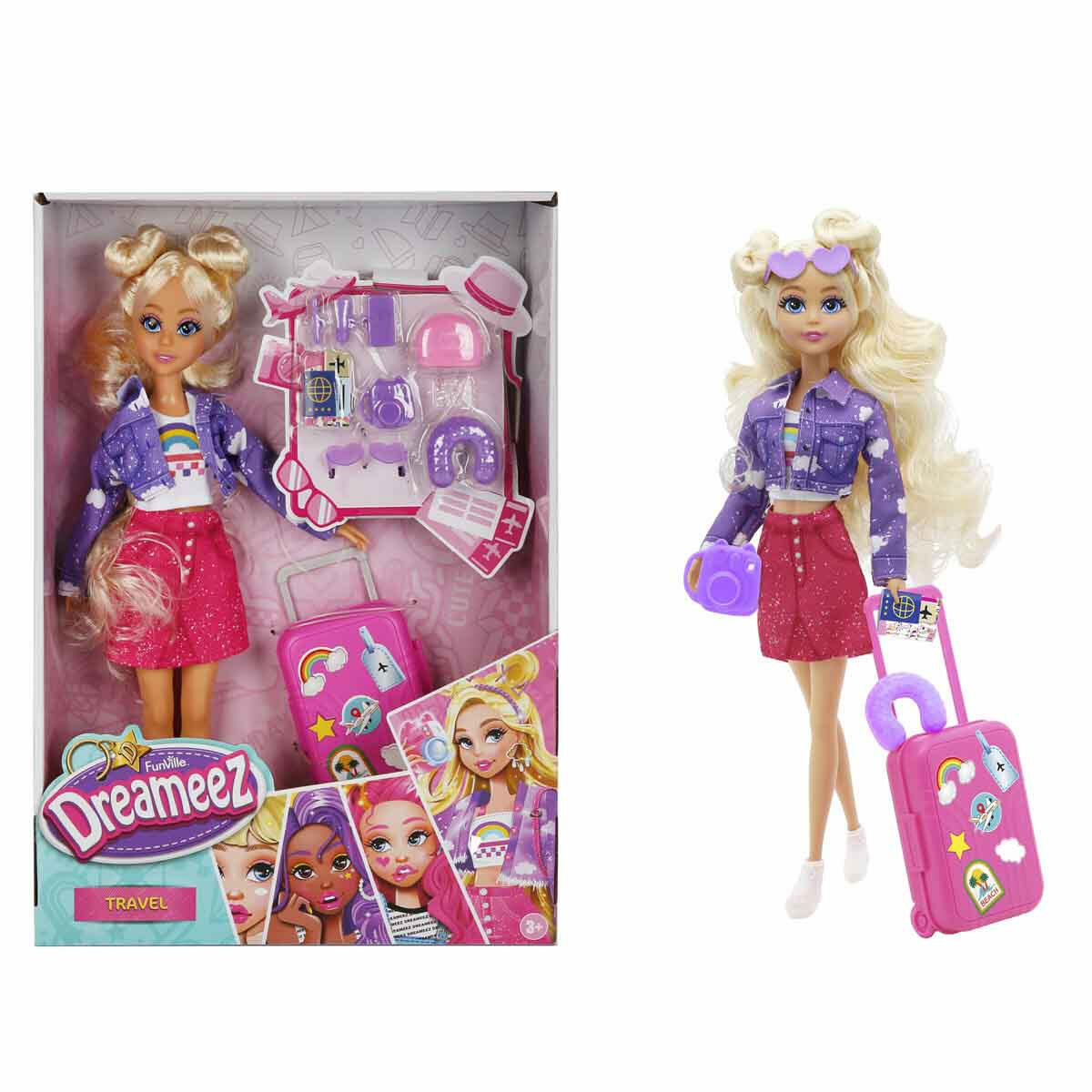 Dreameez Seyahat Oyun Seti | 31 cm Bebek Ve Aksesuarlı Tatil Seti | Ayarlanabilir Bavullu Gezgin Bebek