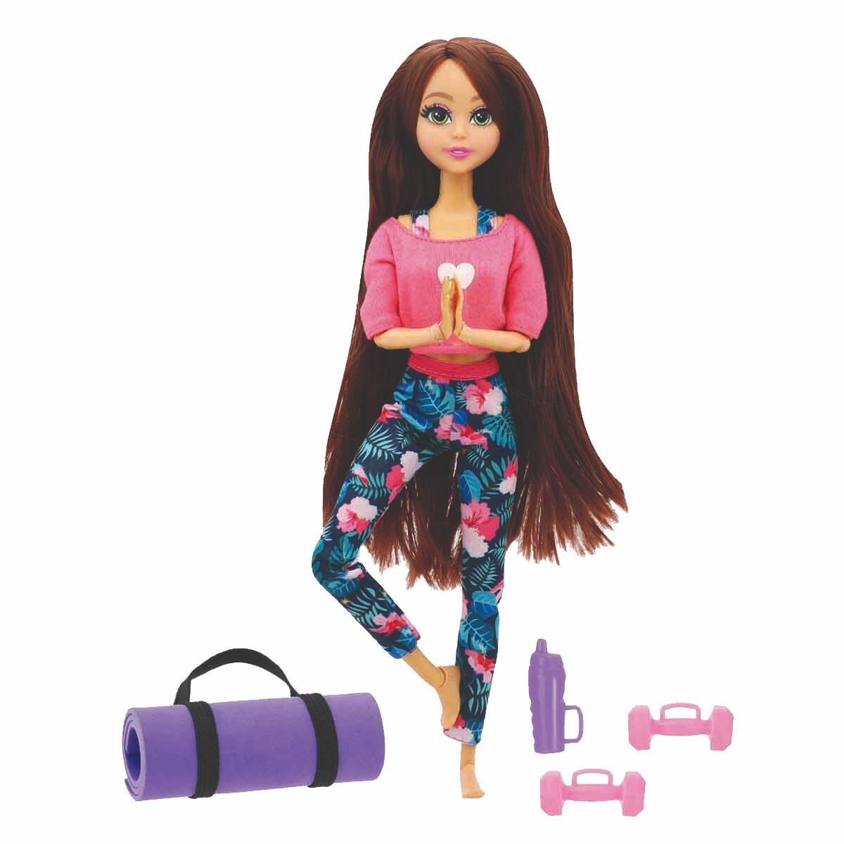 Dreameez Yoga Oyun Seti | 30 cm Hareketli Eklemli Bebek | Mat Ve Aksesuarlı Sağlıklı Yaşam Seti