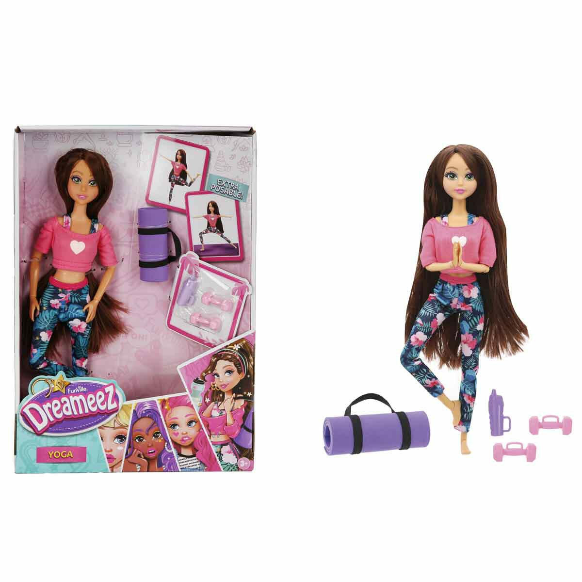 Dreameez Yoga Oyun Seti | 30 cm Hareketli Eklemli Bebek | Mat Ve Aksesuarlı Sağlıklı Yaşam Seti