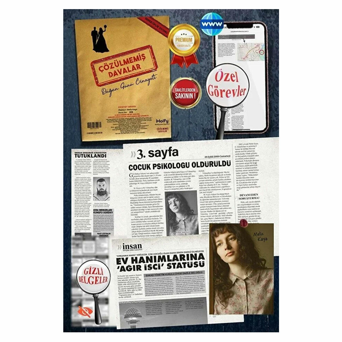 Çözülmemiş Davalar: Düğün Günü Cinayeti Dedektif Oyunu | Gerçekçi Suç Dosyası ve İpucu Seti | Yetişkinler ve Gençler İçin Polisiye Strateji Oyunu