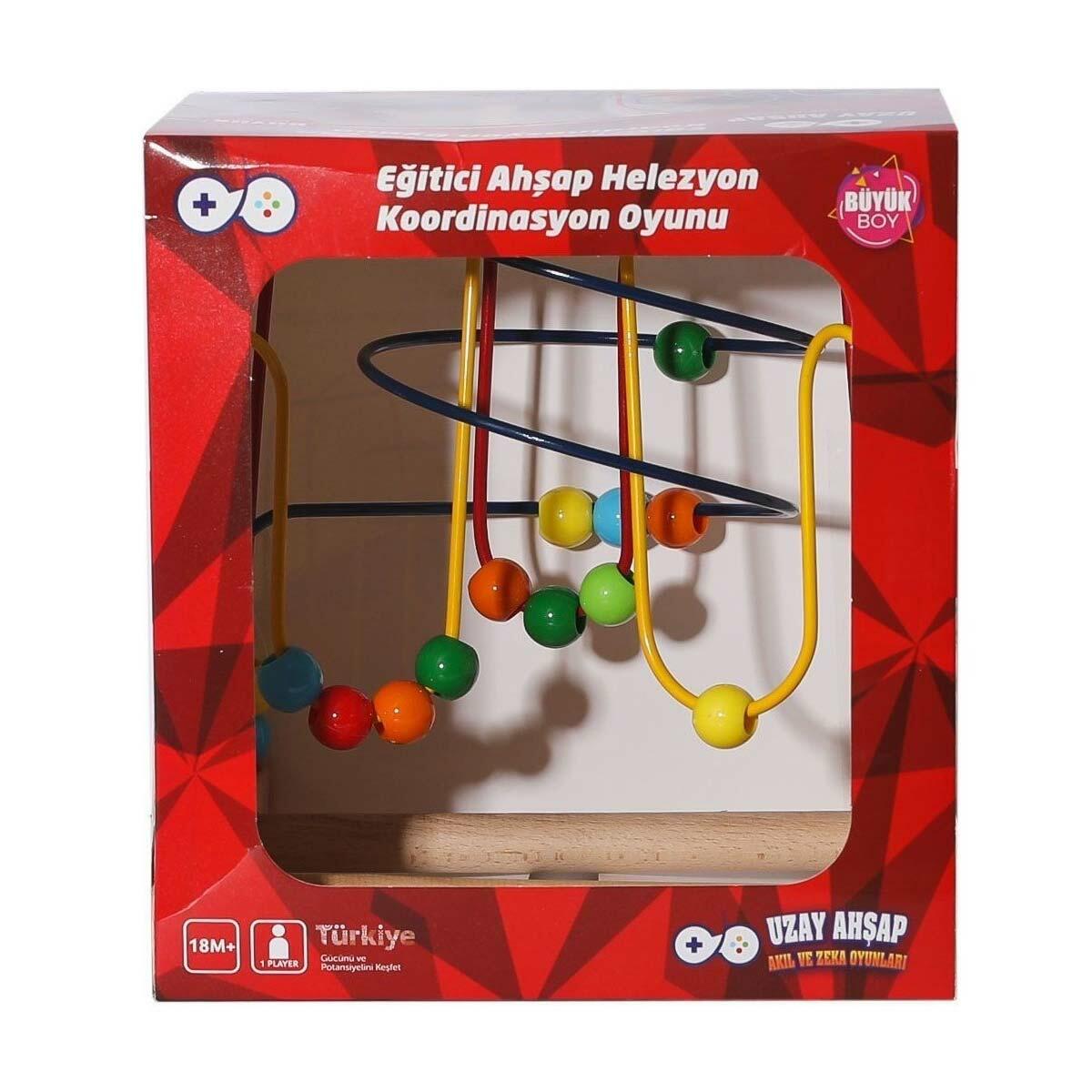 Eğitici Ahşap Helezyon Koordinasyon Oyunu | Montessori Uyumlu Ahşap Boncuk Labirenti | Motor Becerileri Geliştiren Zeka Oyunu