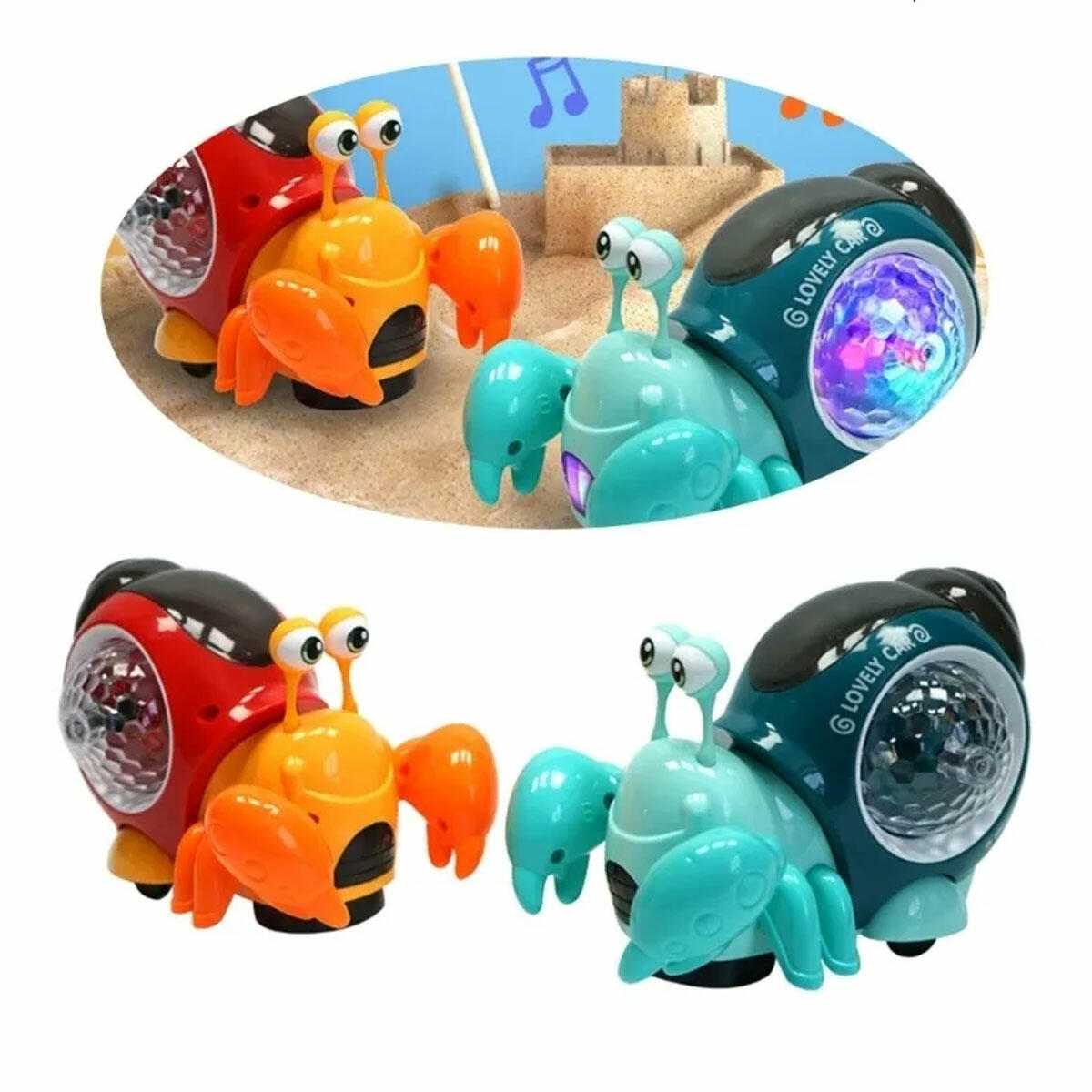 Elektrikli Sesli ve Işıklı Hareketli Istakoz | Emeklemeye Yardımcı Eğitici Bebek Oyuncağı | Renkli Projeksiyon Işıklı Interaktif Oyuncak