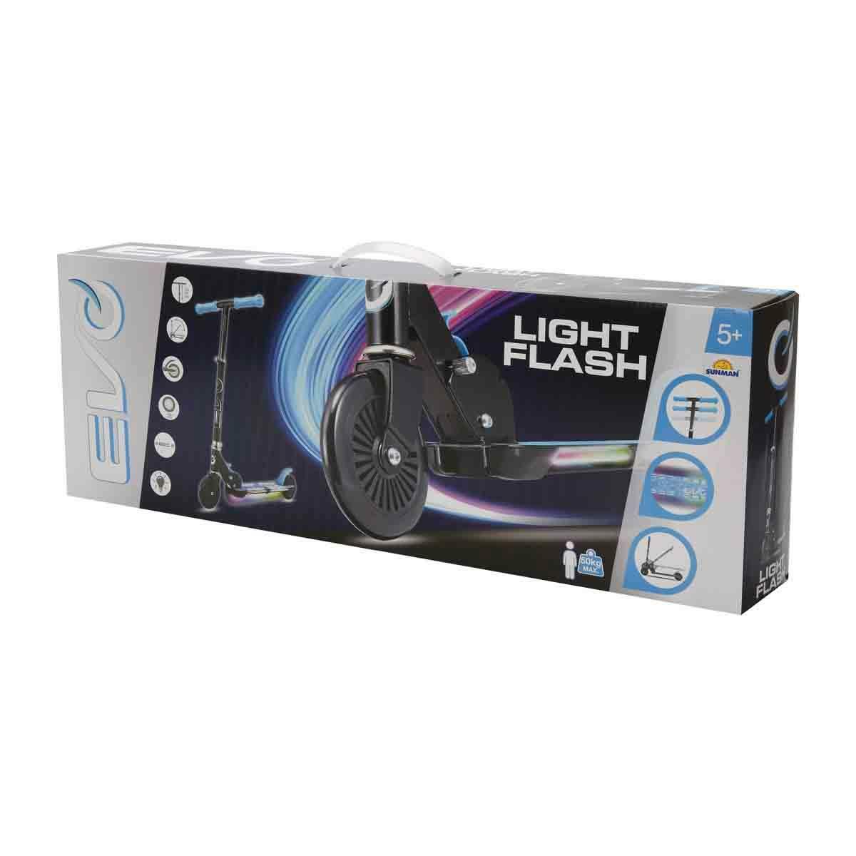 Evo 2 Tekerlekli Flash Işıklı Mavi Scooter | Katlanabilir Işıklı Tabanlı Scooter | 50 Kg Kapasiteli Çocuk Scooterı