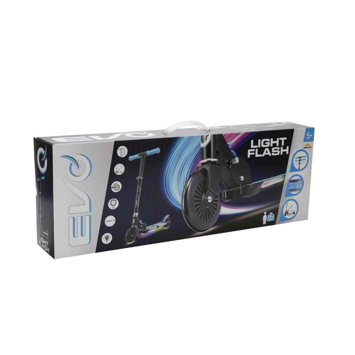 Evo 2 Tekerlekli Flash Işıklı Mavi Scooter | Katlanabilir Işıklı Tabanlı Scooter | 50 Kg Kapasiteli Çocuk Scooterı