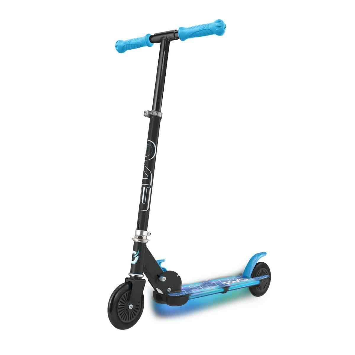 Evo 2 Tekerlekli Flash Işıklı Mavi Scooter | Katlanabilir Işıklı Tabanlı Scooter | 50 Kg Kapasiteli Çocuk Scooterı