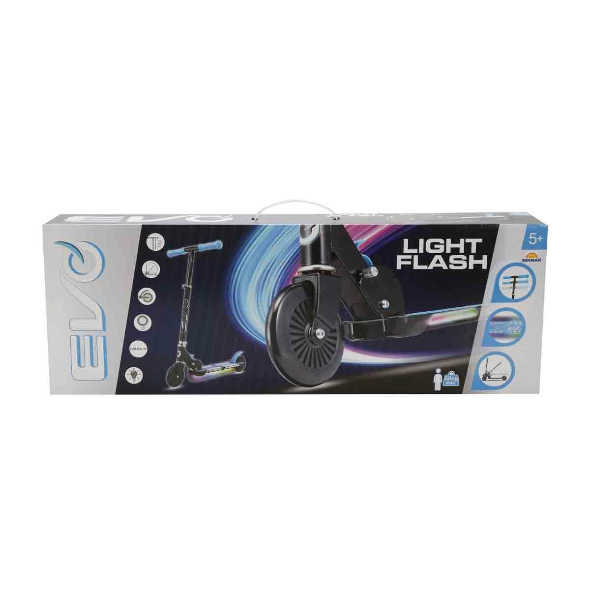 Evo 2 Tekerlekli Flash Işıklı Mavi Scooter | Katlanabilir Işıklı Tabanlı Scooter | 50 Kg Kapasiteli Çocuk Scooterı