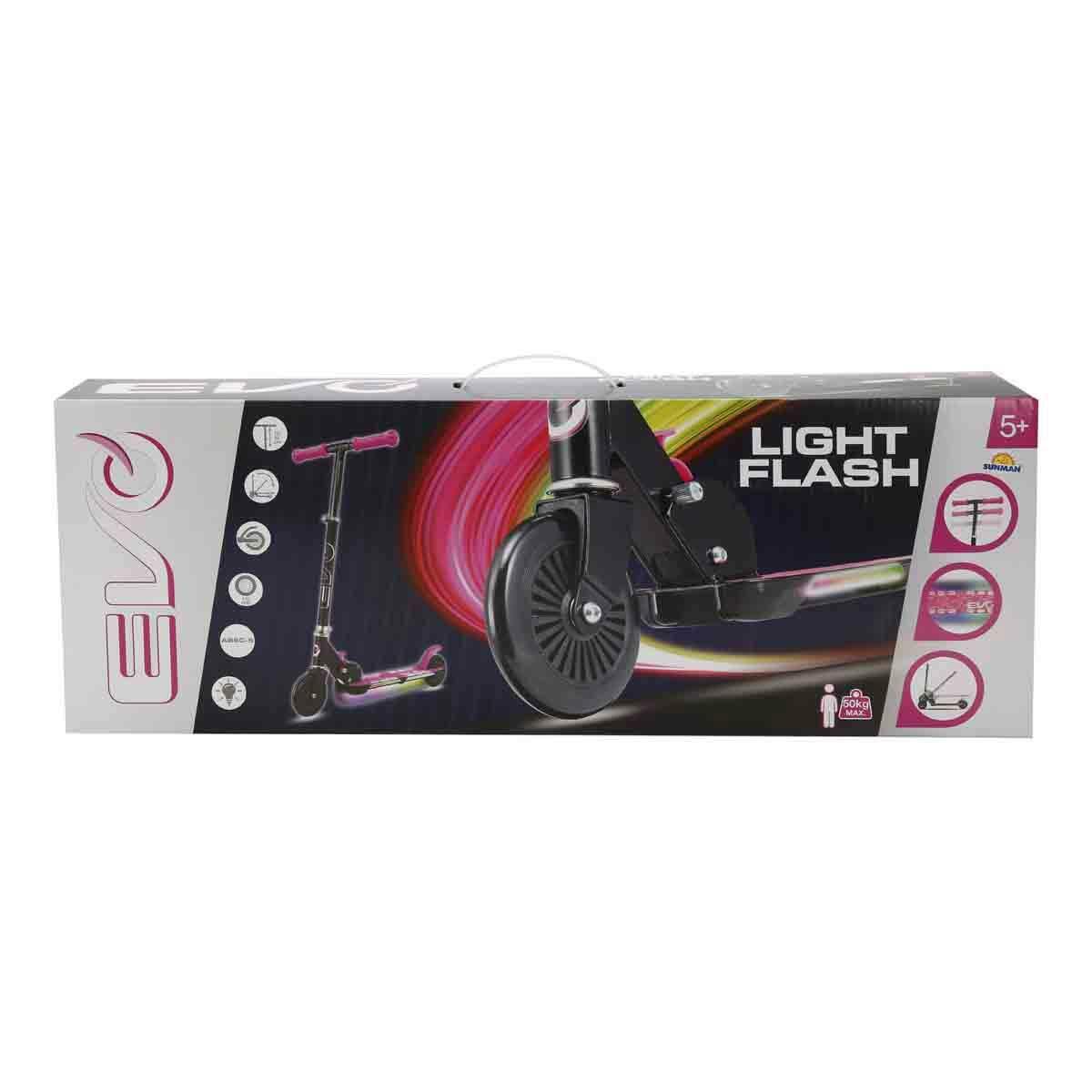 Evo 2 Tekerlekli Flash Işıklı Pembe Scooter | Katlanabilir Işıklı Tabanlı Çocuk Scooterı | 50 Kg Kapasiteli Pembe Scooter