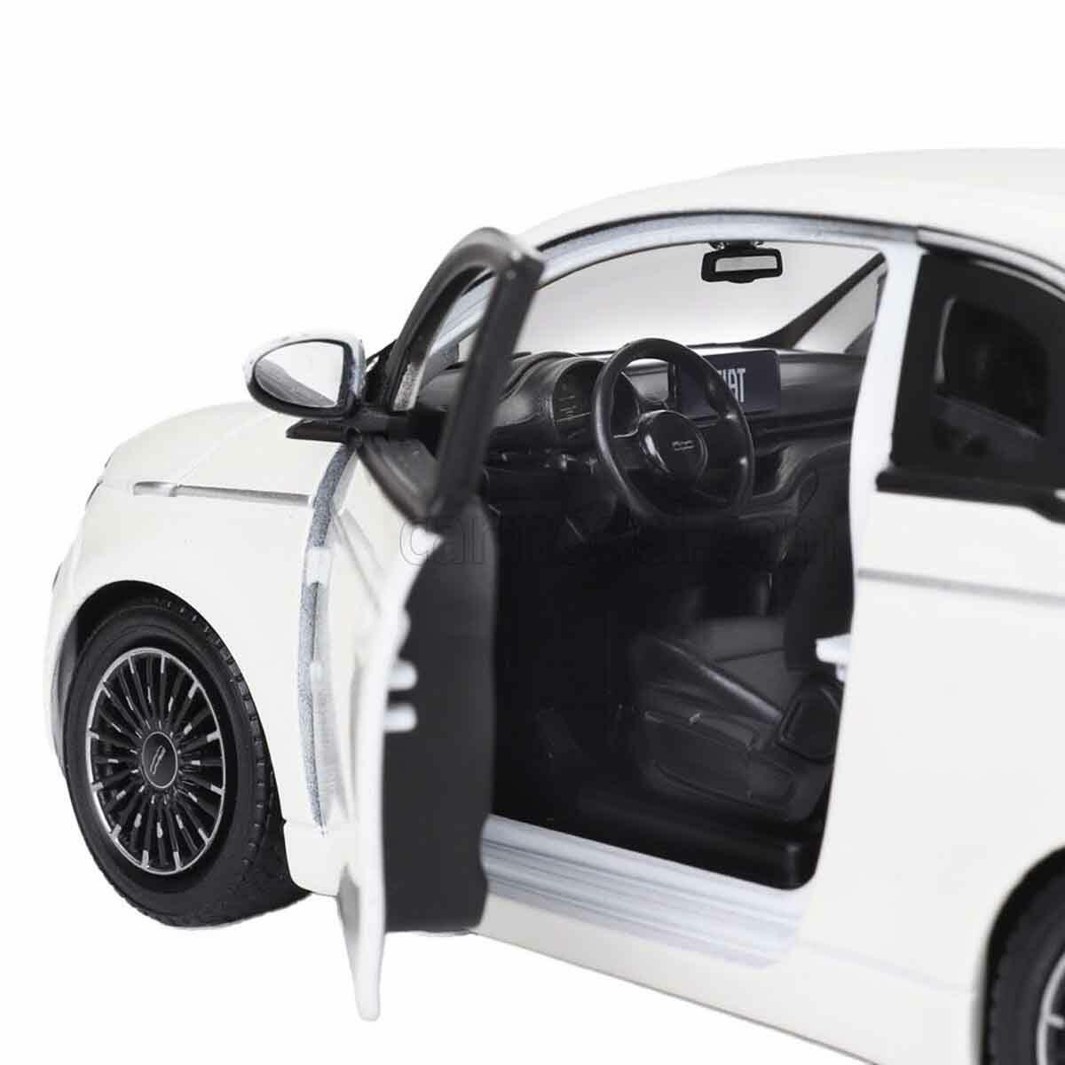 Fiat 500E 2023 Model Araba 1:24 | Die-Cast Metal Koleksiyon Aracı | Detaylı İç Mekan ve Açılabilir Kapılı Modern İtalyan Figürü