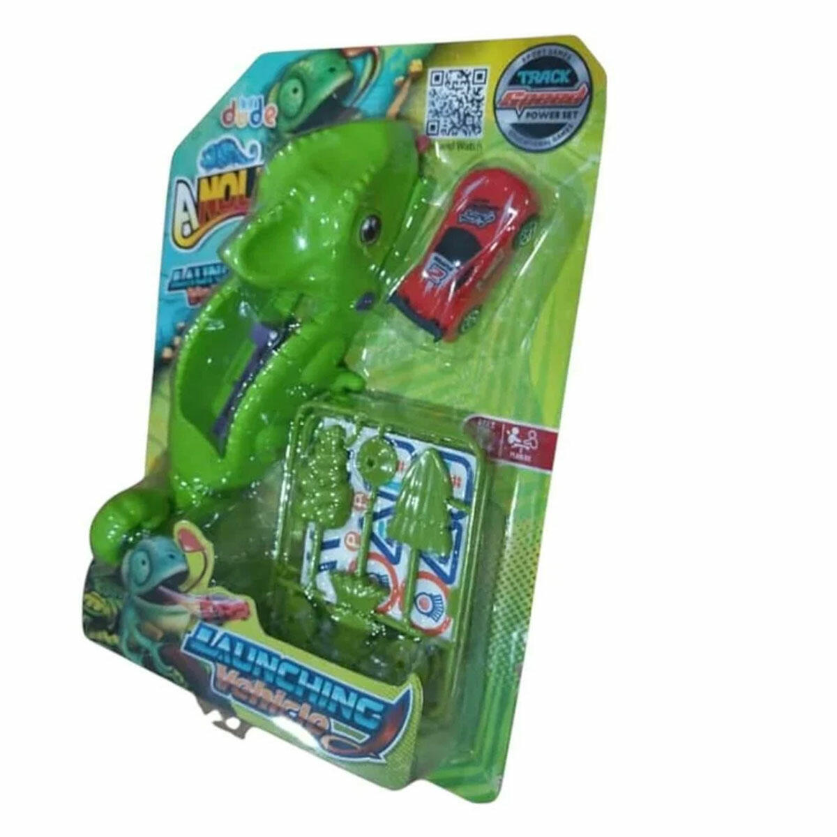 Fırlatma Bukalemun Oyuncak Araba Seti | İnteraktif Araba Fırlatıcı Bukalemun | 31 x 23 cm Paket Boyutlu Eğitici Oyun Seti