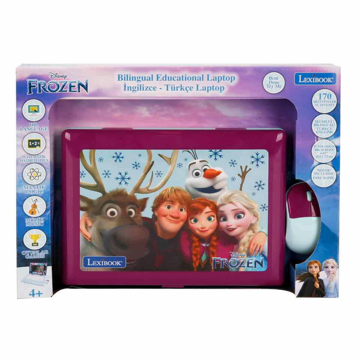 Frozen İngilizce Türkçe Eğitici Laptop | 170 Aktiviteli Çocuk Bilgisayarı | Elsa ve Anna Temalı Matematik ve Dil Öğrenme Seti