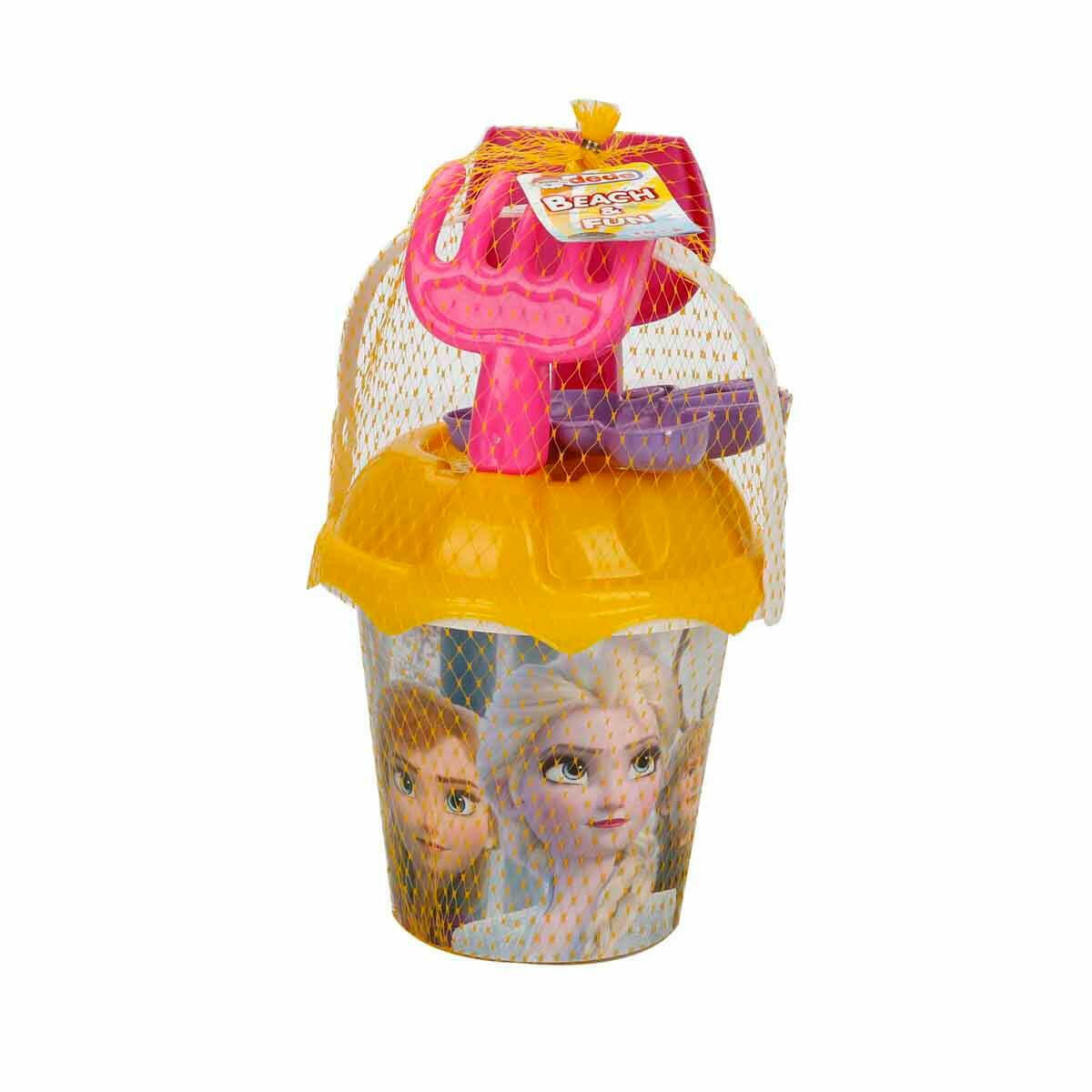 Frozen Küçük Kum Kovası Seti | Elsa ve Anna Temalı Plaj ve Kum Oyun Seti | 4 Parça Aksesuarlı Süzgeçli Deniz Kovası