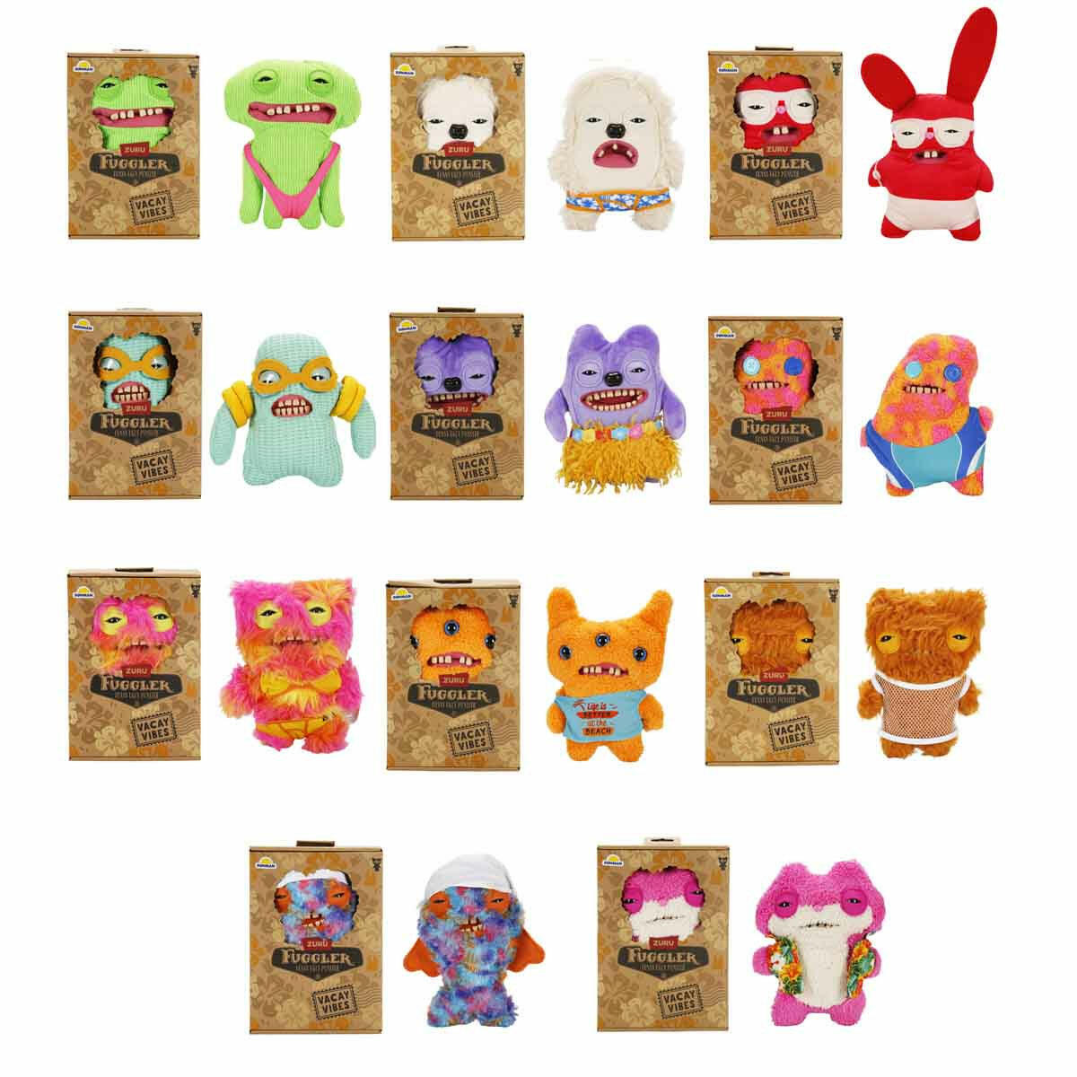 Fuggler Vacay Vibes Pelüş S1 | İnsan Dişli Tuhaf Pelüş Oyuncak | 22 cm Koleksiyonluk Tatil Serisi | Deniz Gözlüklü ve Mayolu Komik Figürler