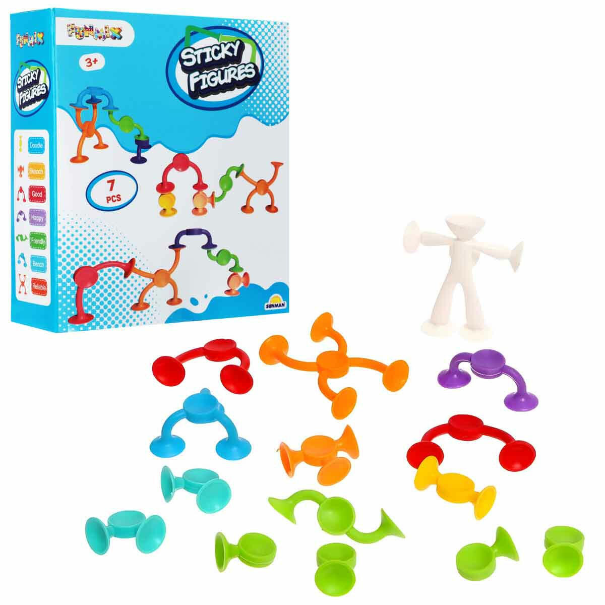 Funmix Vantuz Seti 7 Parça | Yaratıcılığı Geliştiren Renkli Yapışkanlı Eğlenceli Yapı Oyuncakları