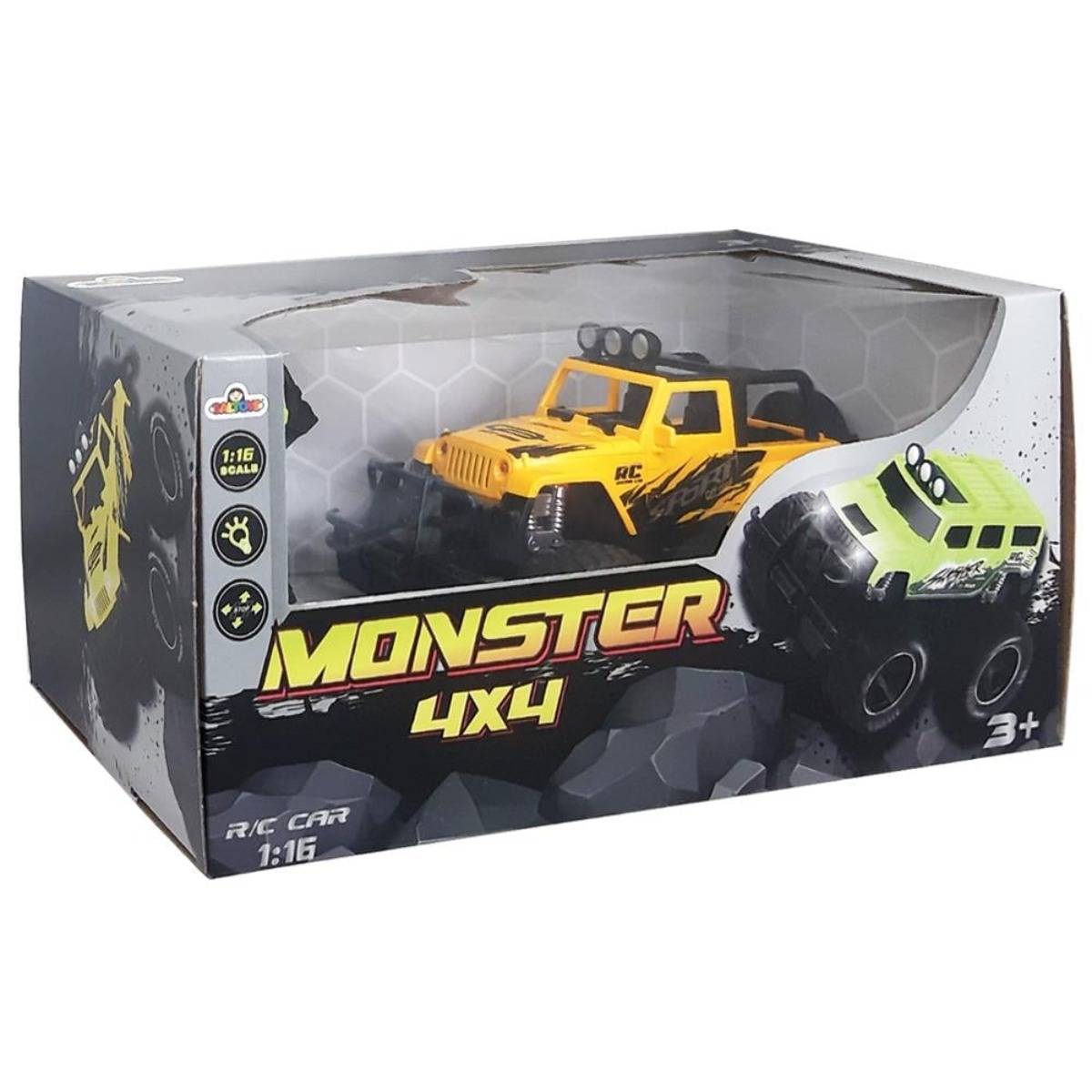 Full Fonksiyon Uzaktan Kumandalı Şarjlı Monster Jeep Sarı 1:14