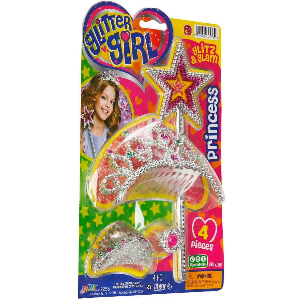 Glitter Girl Prenses Seti | Işıltılı Asa, Taç ve Aksesuar Seti | Prenses Kostüm Aksesuarları