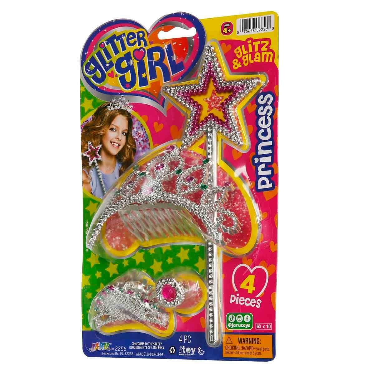 Glitter Girl Prenses Seti | Işıltılı Asa, Taç ve Aksesuar Seti | Prenses Kostüm Aksesuarları