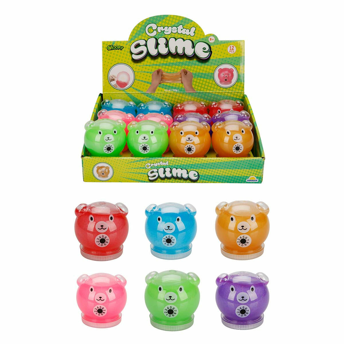 Gloopy Ayıcık Desenli Kristal Slime (150 gr) | Kolay Şekil Alan Esnek Yapı ve 6 Farklı Renk