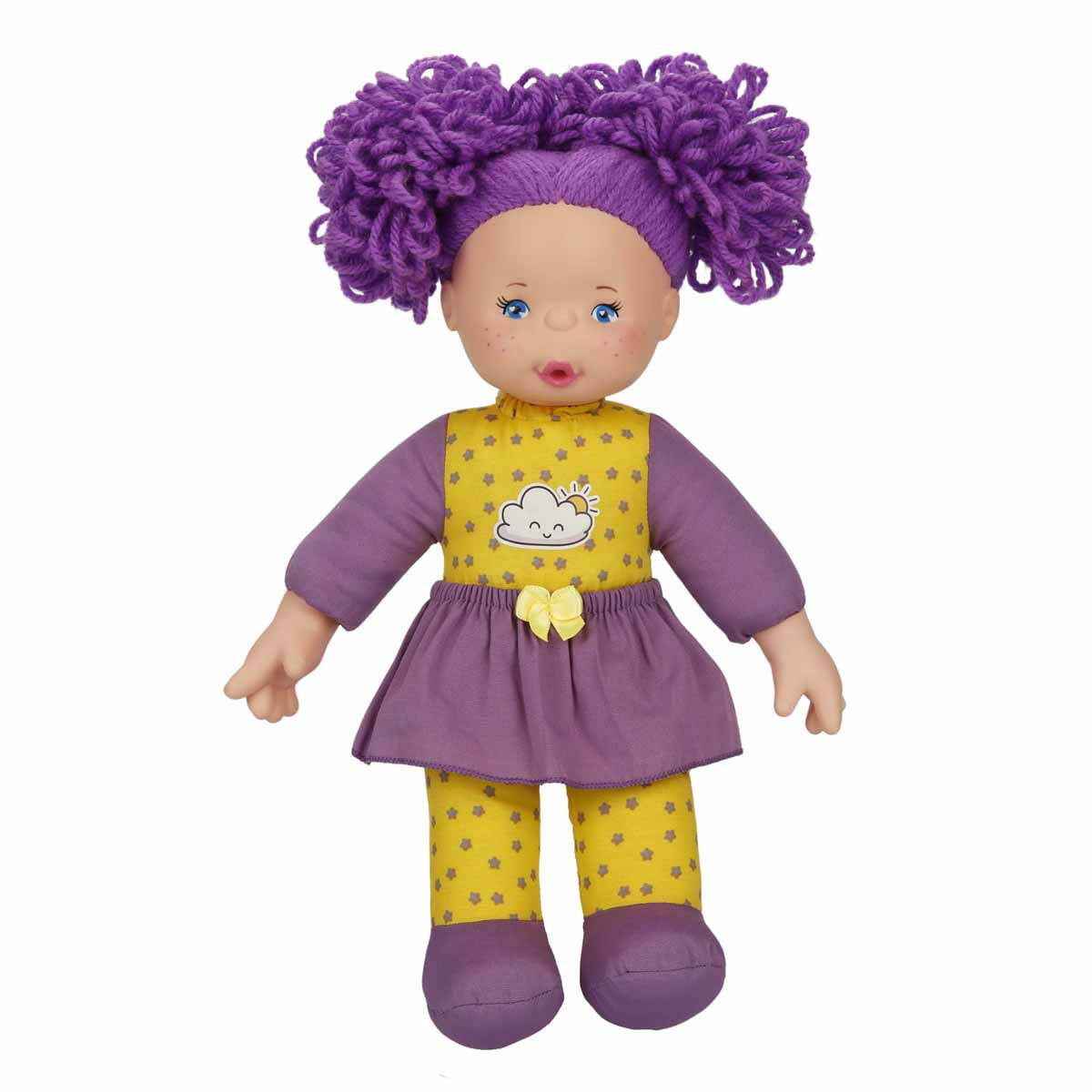 Gökkuşağı Bebekleri Lahana Saçlı 35 cm | Yumuşak Bez Gövdeli ve Et Dokulu Eller/Yüz Özellikli Eğitici Oyuncak Bebek