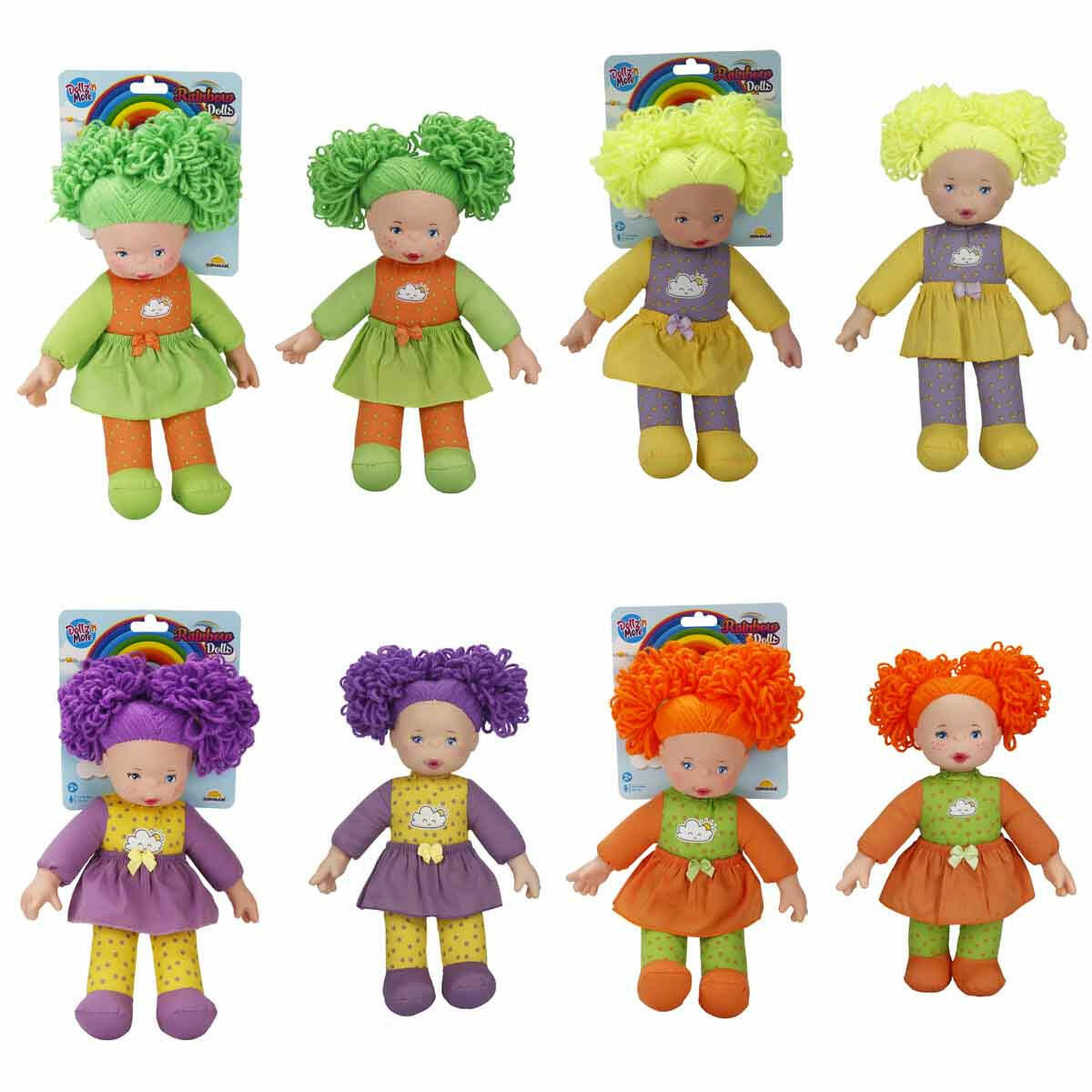Gökkuşağı Bebekleri Lahana Saçlı 35 cm | Yumuşak Bez Gövdeli ve Et Dokulu Eller/Yüz Özellikli Eğitici Oyuncak Bebek