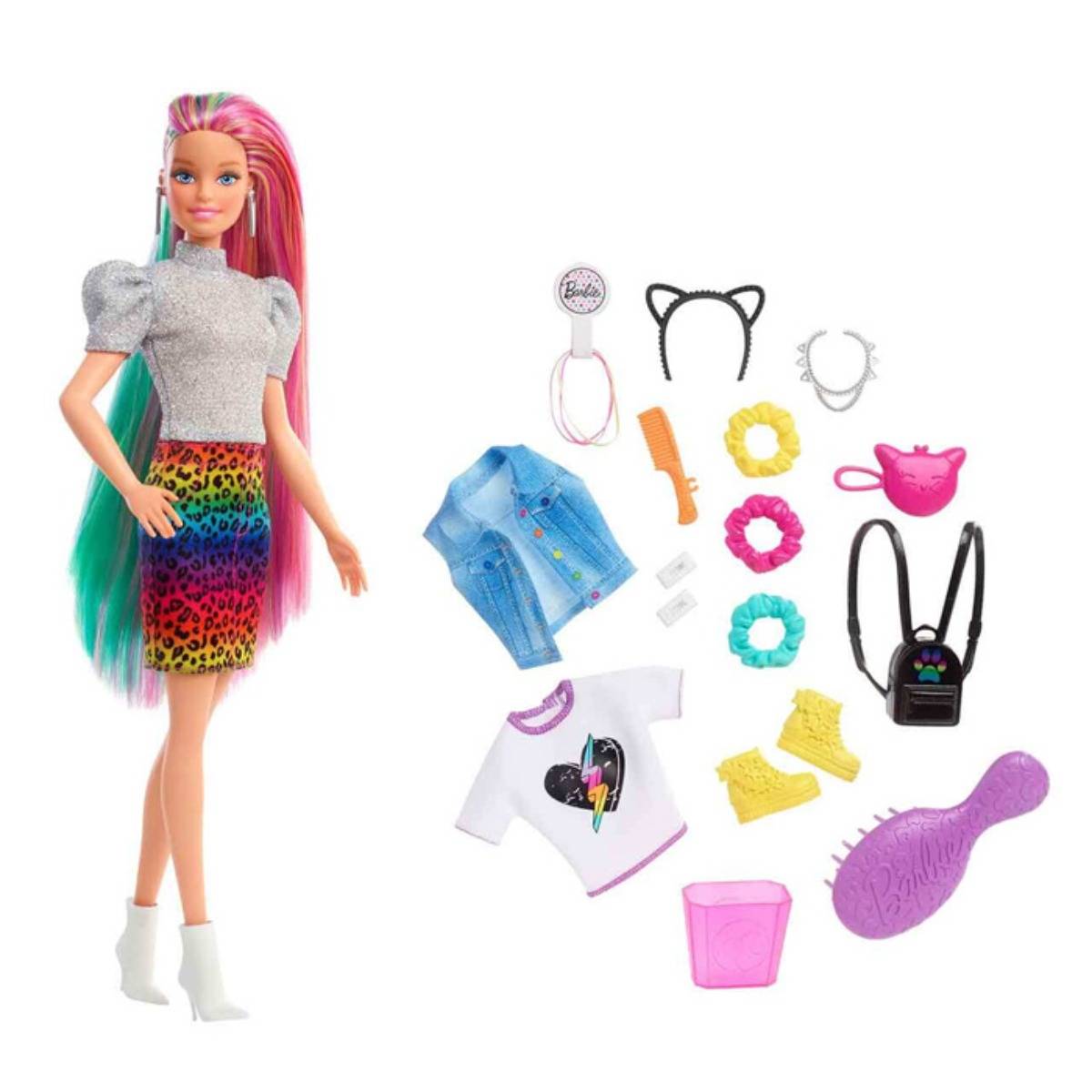 Barbie Leopar Desenli Saçlar