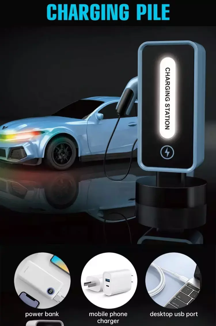 Uzaktan Kumandalı Elektrik Şarj İstasyonlu Spor Araba - 1:16 Ölçek Sesli ve Işıklı Otomatik Park Özellikli