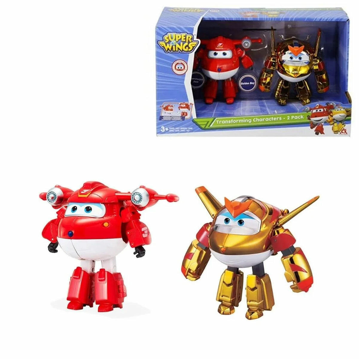 Harika Kanatlar Dönüşen 2'li Paket Jett ve Golden Boy | 6. Sezon Koleksiyon Figürleri | 12 cm Robota Dönüşen Oyuncak Uçak Seti