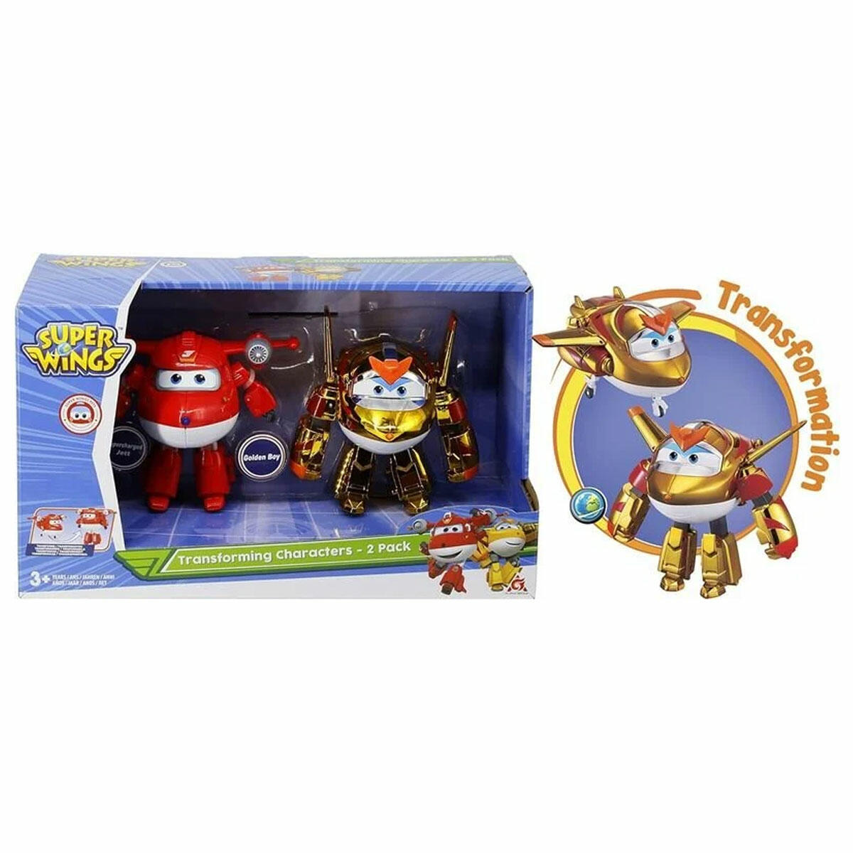 Harika Kanatlar Dönüşen 2'li Paket Jett ve Golden Boy | 6. Sezon Koleksiyon Figürleri | 12 cm Robota Dönüşen Oyuncak Uçak Seti