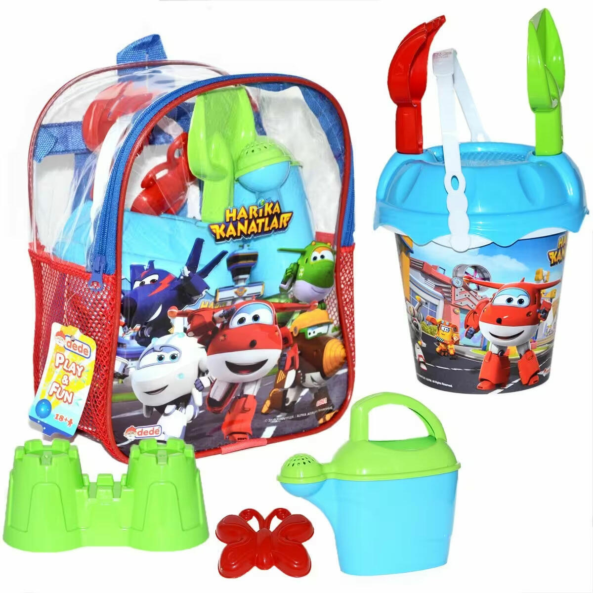 Harika Kanatlar Resimli Sırt Çantalı Plaj Seti | 6 Parça Deniz ve Kum Oyuncak Seti | Çocuklar İçin Taşınabilir Plaj Çantası