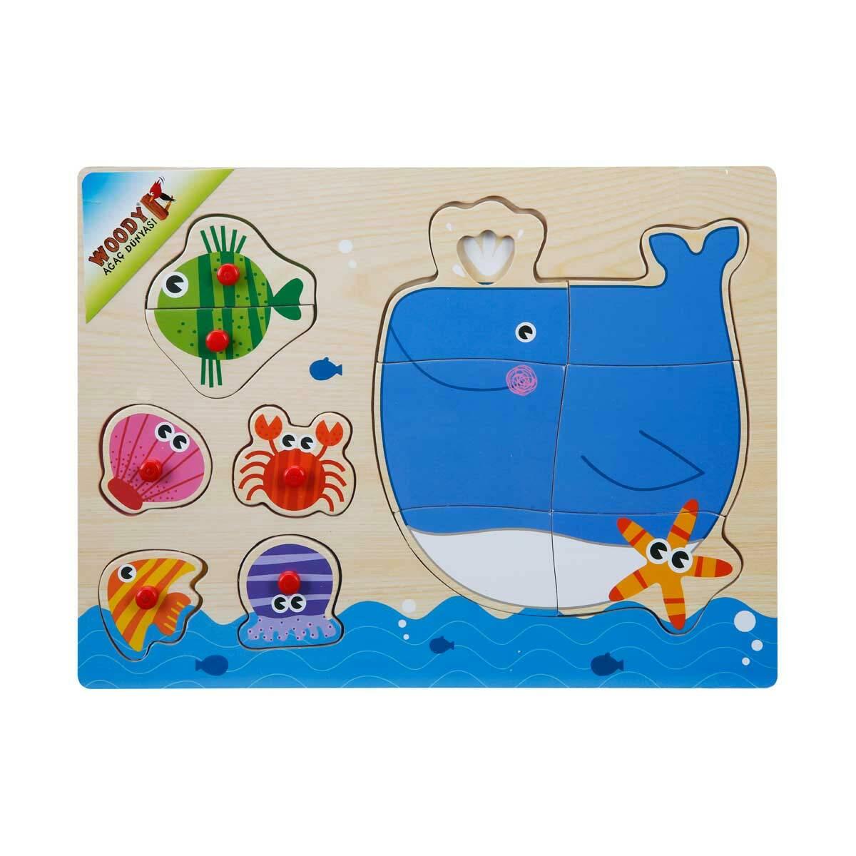 Hayvan ve Taşıt Resimli Raptiyeli Bultak Ahşap Puzzle | Eğitici Ahşap Gelişim Seti