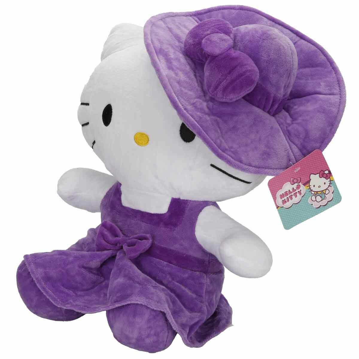 Hello Kitty Şapkalı Peluş 36 cm - Mor | Yumuşak Dokulu, Kaliteli Dolgulu Lisanslı Karakter Pelüş Oyuncak