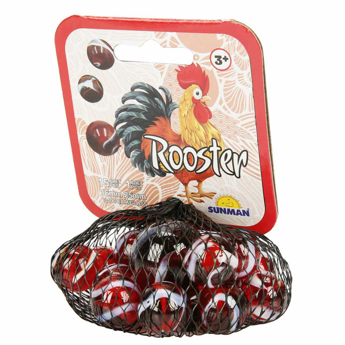 Horoz Kırmızı Misket Seti (16 Adet) | %100 Cam Malzeme, El-Göz Koordinasyonu Geliştiren Klasik Oyun