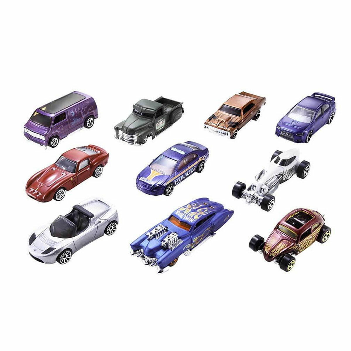 Hot Wheels 10'lu Araba Seti | 1:64 Ölçekli Die-Cast Model Araç Paketi | Koleksiyonluk ve Eğitici Oyuncak Araba Seti