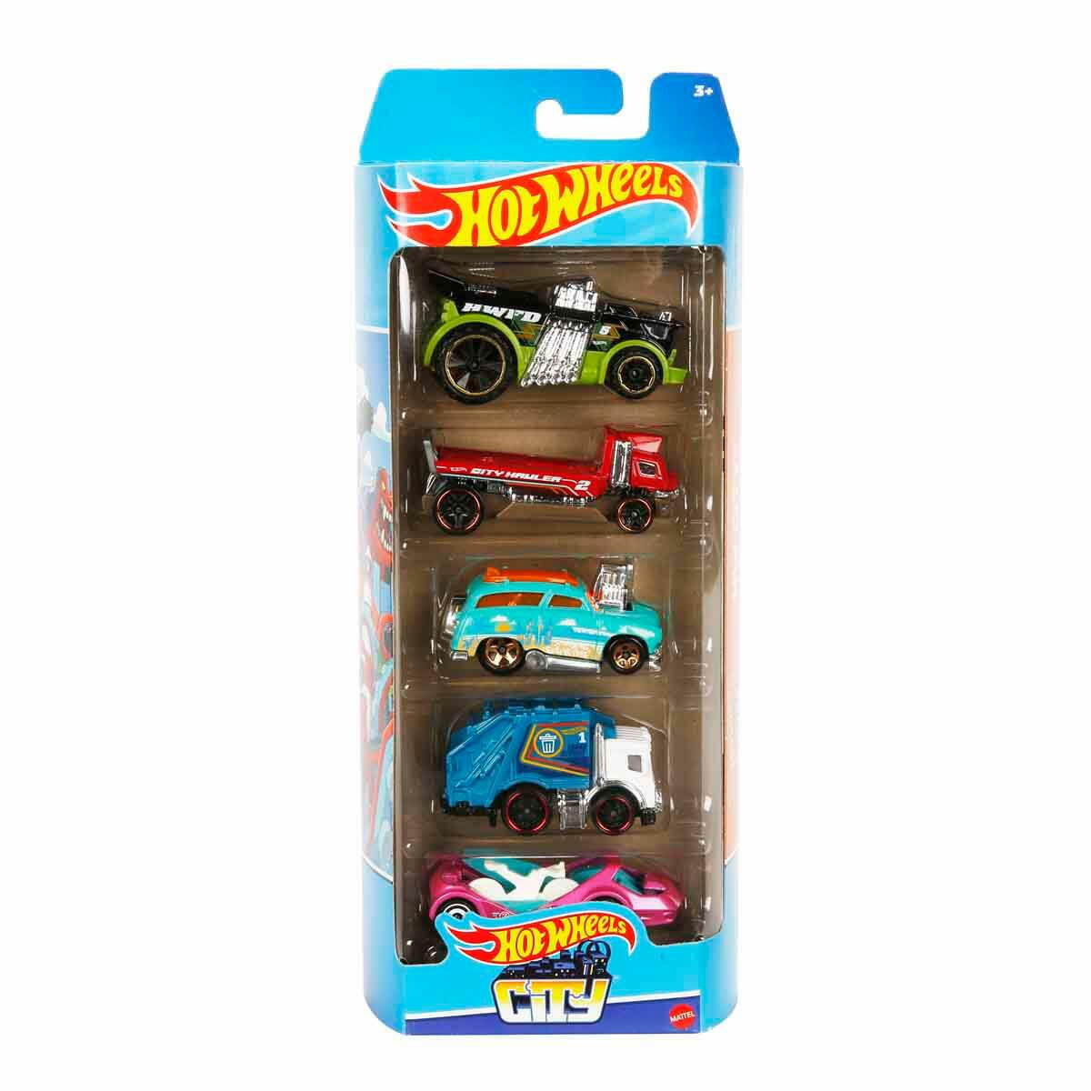 Hot Wheels 5'li Araba Seti | 1:64 Ölçekli Metal Model Araç Koleksiyonu | Hız ve Aksiyon Temalı Çoklu Oyuncak Araba Seti