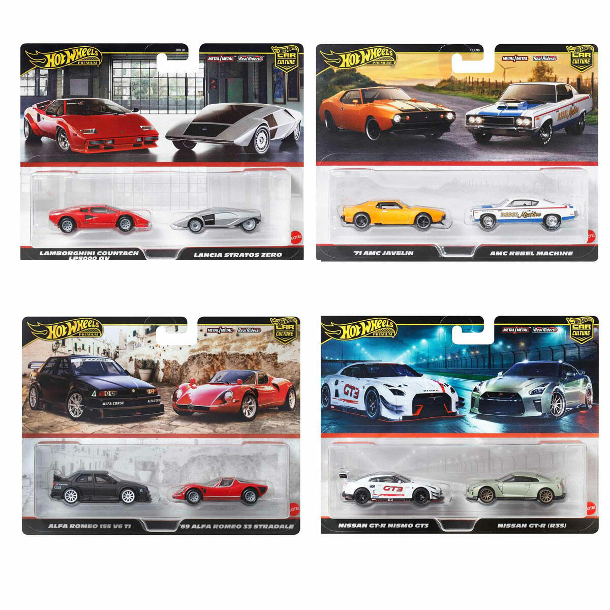 Hot Wheels Premium Car Culture 2'li Paket 1:64 | Real Riders Tekerlekli Metal Koleksiyon Arabaları | Premium Die-Cast İkili Set