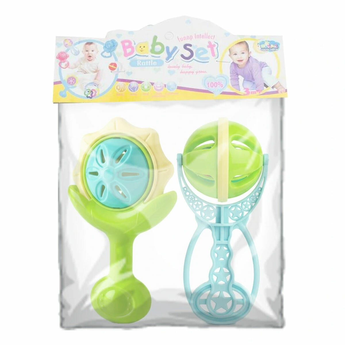 İkili Çıngırak Bebek Oyuncak Seti | 0+ Ay Eğitici İlk Oyuncak | BPA İçermeyen Güvenli ve Duyusal Gelişim Destekleyici