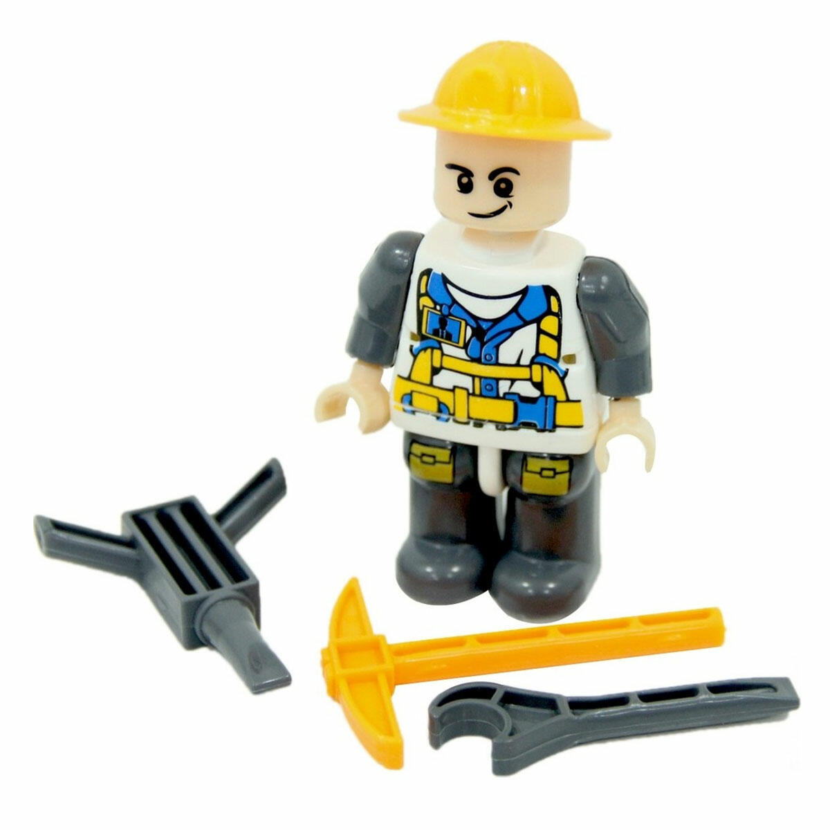 İnşaatçı İşçi Figürü Yapı Seti | 8,5 cm Hareketli Figür ve Aksesuarları | Eğitici İnşaat Temalı Oyun Seti