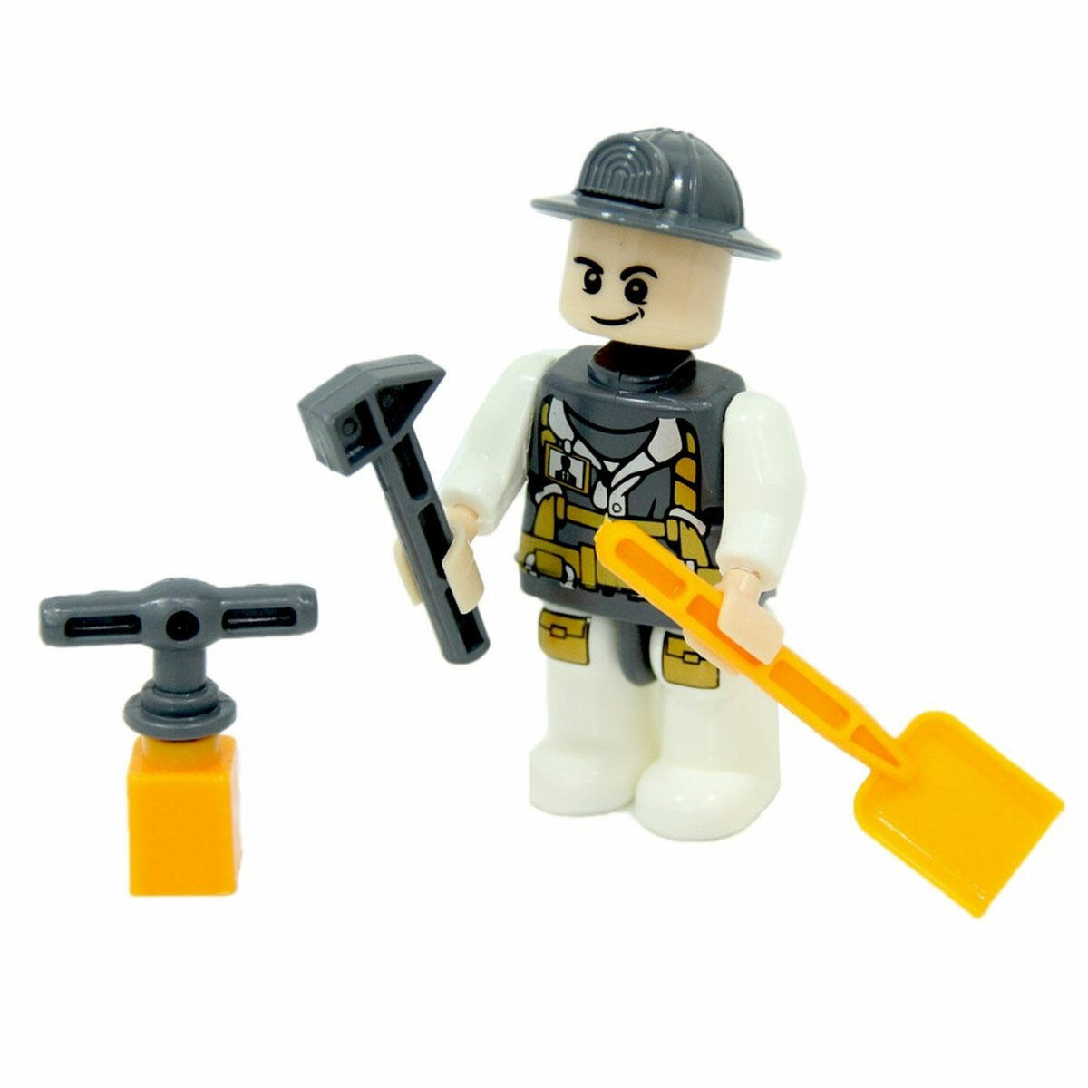 İnşaatçı İşçi Figürü Yapı Seti | 8,5 cm Hareketli Figür ve Aksesuarları | Eğitici İnşaat Temalı Oyun Seti