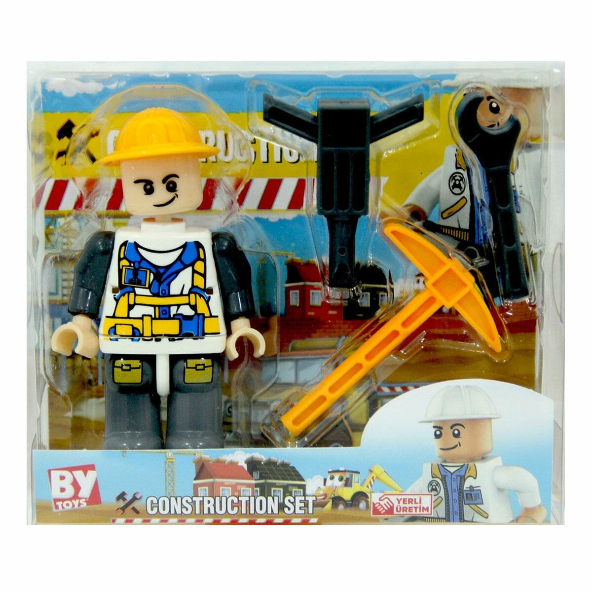 İnşaatçı İşçi Figürü Yapı Seti | 8,5 cm Hareketli Figür ve Aksesuarları | Eğitici İnşaat Temalı Oyun Seti