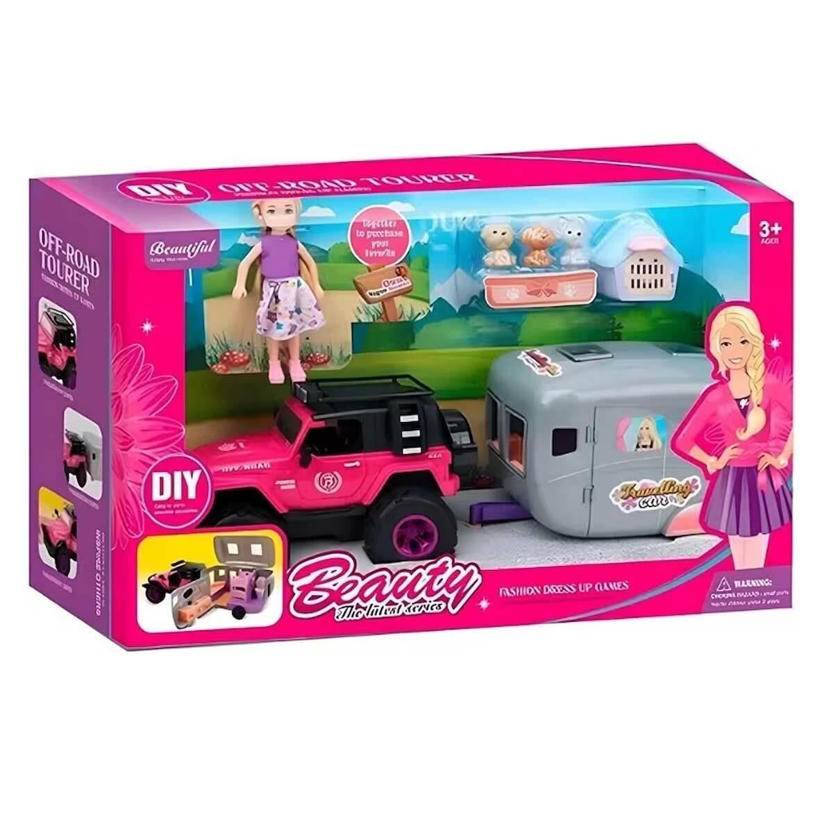 Işıklı Jeep Karavan Macera Seti | Sesli Ve Işıklı Kamp Karavanı | Detaylı İç Tasarımlı Jeep Seti