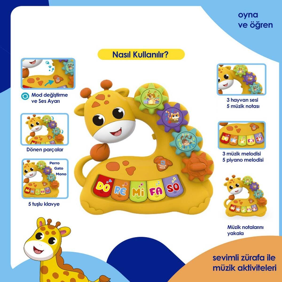 Işıklı Sesli Eğitici Sevimli Zürafa | Müzikli Bebek Ve Çocuk Oyuncağı | Erken Öğrenme Seti