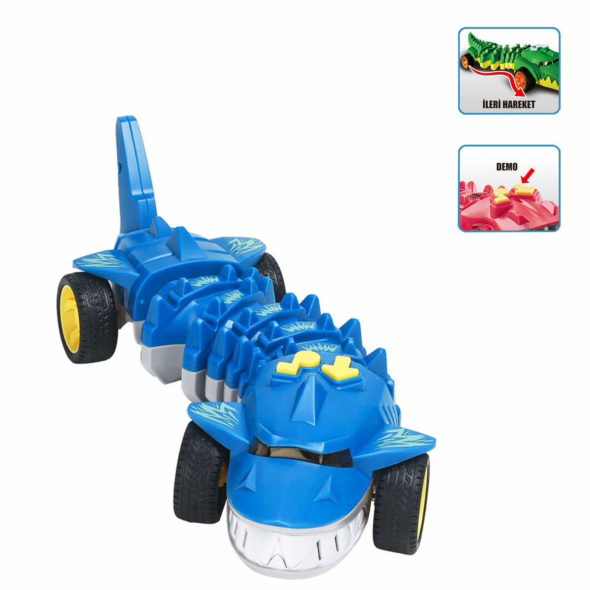 Işıklı ve Hareketli Tekerlekli Timsah - Köpek Balığı (32 cm) | Sesli ve Eğlenceli Hayvan Figür Oyuncak