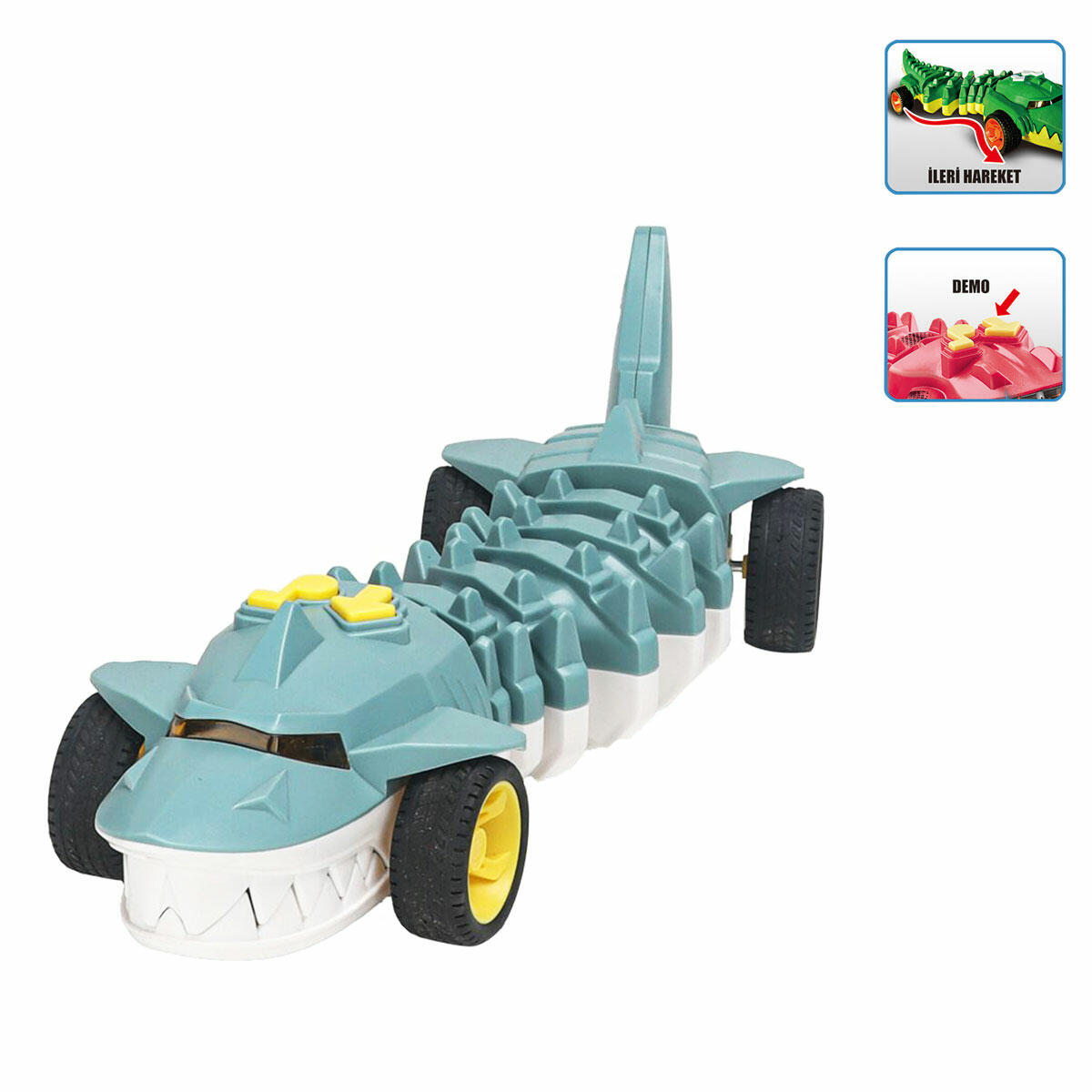 Işıklı ve Hareketli Tekerlekli Timsah - Köpek Balığı (32 cm) | Sesli ve Eğlenceli Hayvan Figür Oyuncak